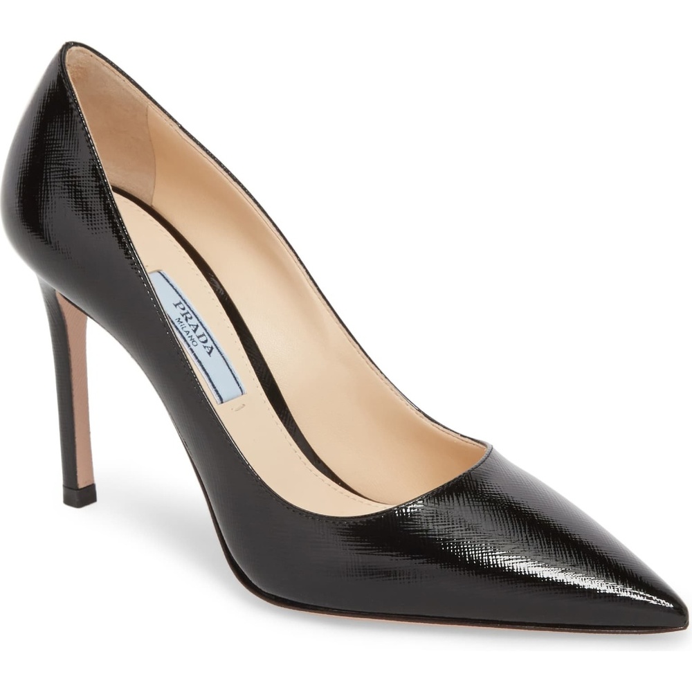 Prada Pump - Patent Hatch Leather - Black - 35.5